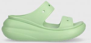 Šľapky Crocs Classic Crush Sandal dámske, zelená farba, na platforme, 207521