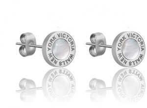Victoria Walls Oceľové kôstkové náušnice s perleťou VE1099S