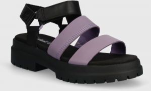 Kožené sandále Timberland London Vibe dámske, fialová farba, na platforme, TB0A63GGEAJ1