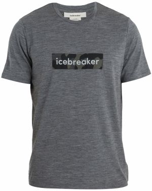 ICEBREAKER Funkčné tričko 'Natural'  sivá / čierna / biela