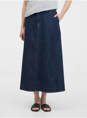 Tmavomodrá dámska džínsová maxi sukňa ORSAY