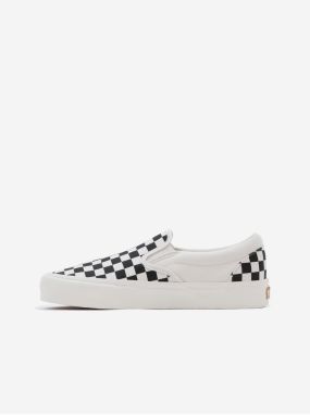 Čierno-krémové kockované slip on tenisky VANS