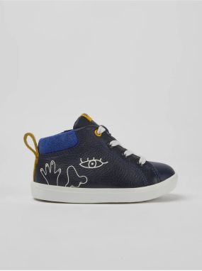 Dark Blue Boys' Leather Camper Sneakers - Boys