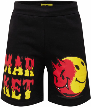 MARKET Nohavice 'SMILEY GOOD AND EVIL SWEATSHORTS'  žltá / červená / čierna