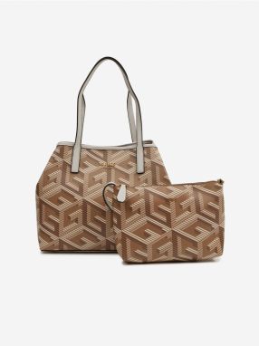 Brown Ladies Patterned Handbag 2in1 Guess Vikky - Ladies