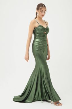 Lafaba Women's Green Stone Strap Long Evening Dress