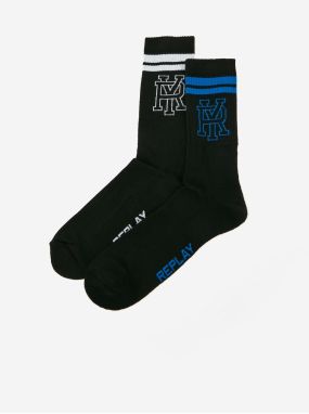 Súprava dvoch párov ponožiek v čiernej farbe Replay