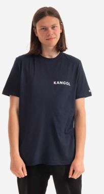 Bavlnené tričko Kangol Heritage Basic KLHB003-OFFWHITE, tmavomodrá farba, s potlačou