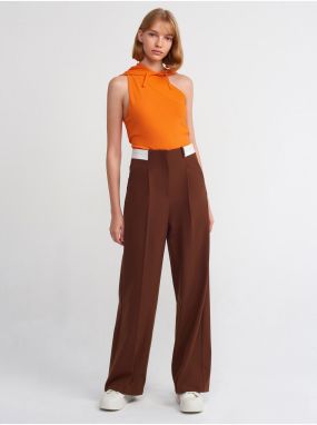 Dilvin 71219 Turn Up Belt Trousers-Brown