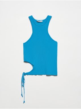 Dilvin 10347 Crew Neck Right Side Laced Knitwear Undershirt-Turquoise