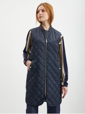 Dark Blue Womens Long Quilted Vest Geox - Ladies