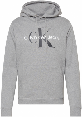 Calvin Klein Jeans Mikina  sivá melírovaná / čierna / biela