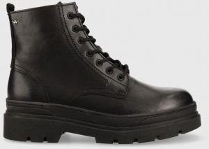 Kožené členkové topánky Wojas pánske, čierna farba