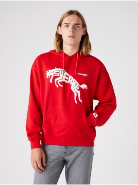 Red Unisex Patterned Hoodie Wrangler - Men