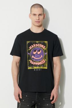 Bavlnené tričko KSUBI hardcore kash ss tee pánske, čierna farba, s potlačou, MPS24TE004