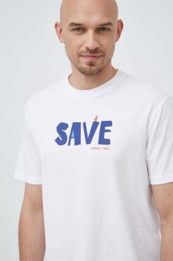 Bavlnené tričko Save The Duck biela farba, s potlačou
