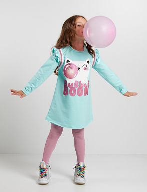 Denokids Gummy Cat Girl Mint Dress