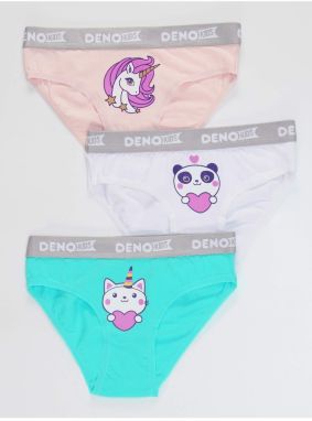 Denokids Girls' Pink-white-mint 3 Pieces Panty Set