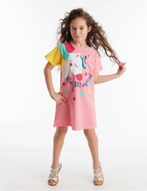 Denokids Unicorn Raglan Pink Girl's Dress