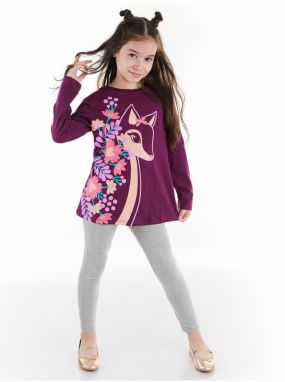 Denokids Ceylan Purple Girls Kids Tunic Leggings Suit