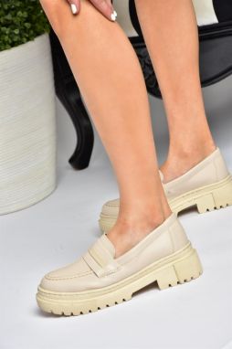 Fox Shoes P6520345009 Beige Thick Soled Women's Casual Shoes P652034500