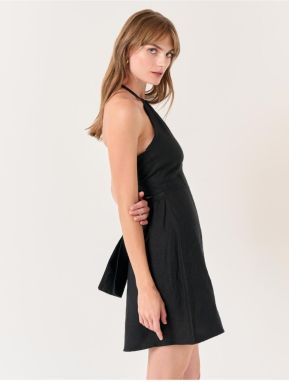 Jimmy Key Black Halterneck Linen Dress with Back Detail