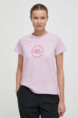Bavlnené tričko Helly Hansen dámsky, ružová farba