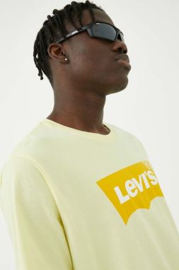 Bavlnené tričko Levi's žltá farba, s potlačou