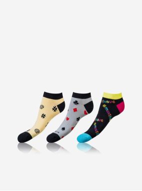 Súprava troch párov unisex ponožiek v žltej, šedej a čiernej farbe Bellinda CRAZY IN-SHOE SOCKS 3x