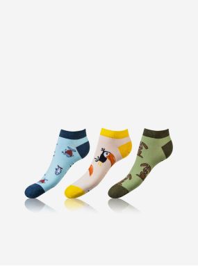 Súprava troch párov unisex ponožiek v modrej, žltej a zelenej farbe Bellinda CRAZY IN-SHOE SOCKS 3x