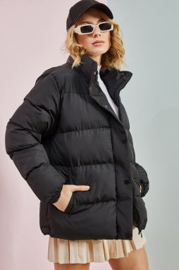 Bianco Lucci Women's Front Pop Collar Puffer Coat