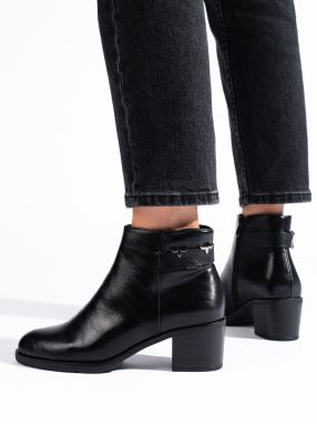 DASZYŃSKI Classic black ankle boots with heels Daszyński